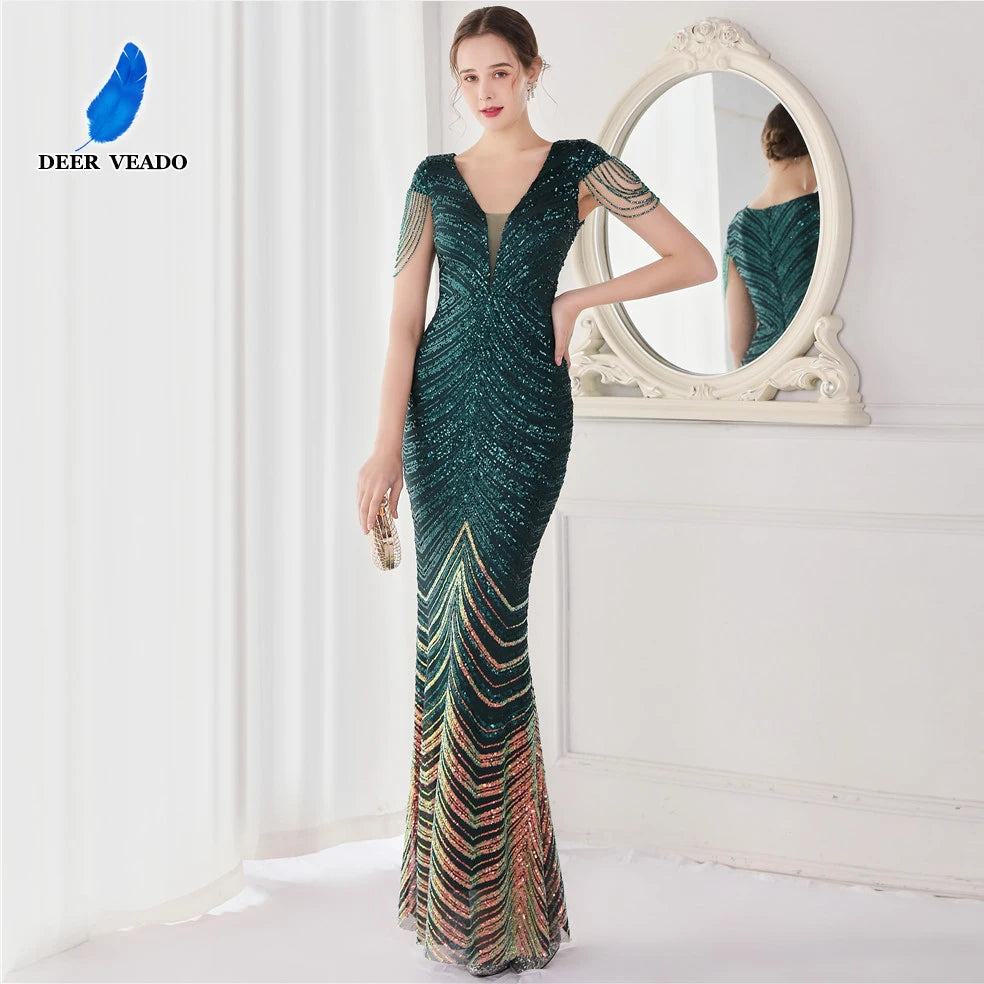 Elegant V Neck Mermaid Evening Dress Formal Dress