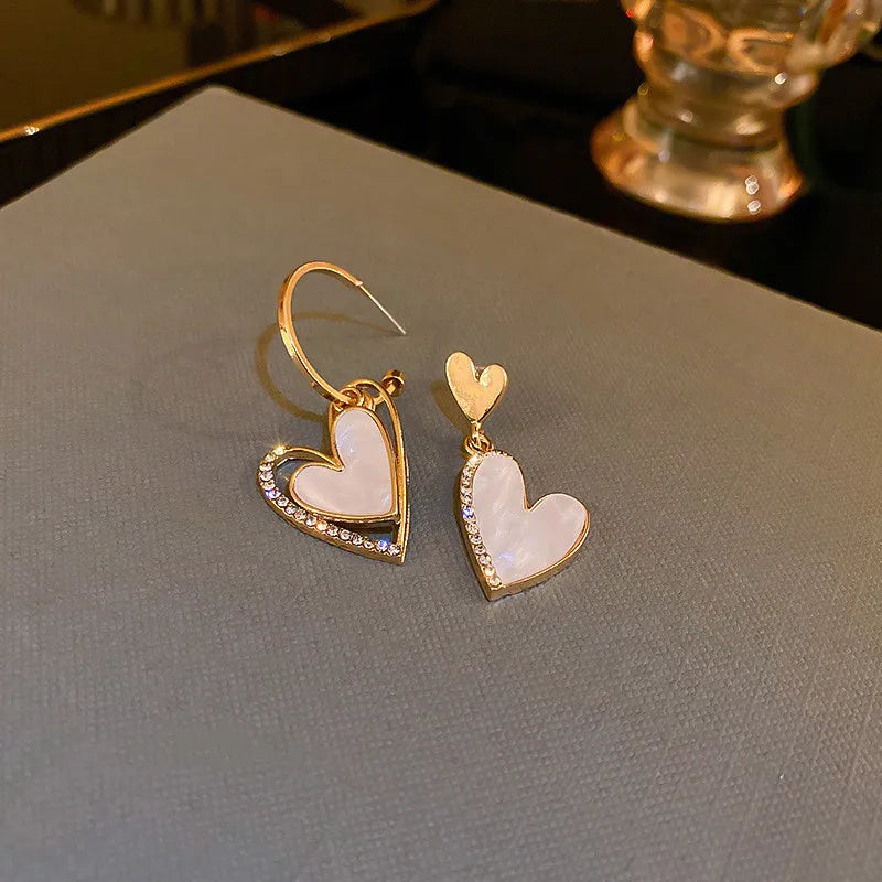 Asymmetric Hollow Black Heart Dangle Earrings For Women