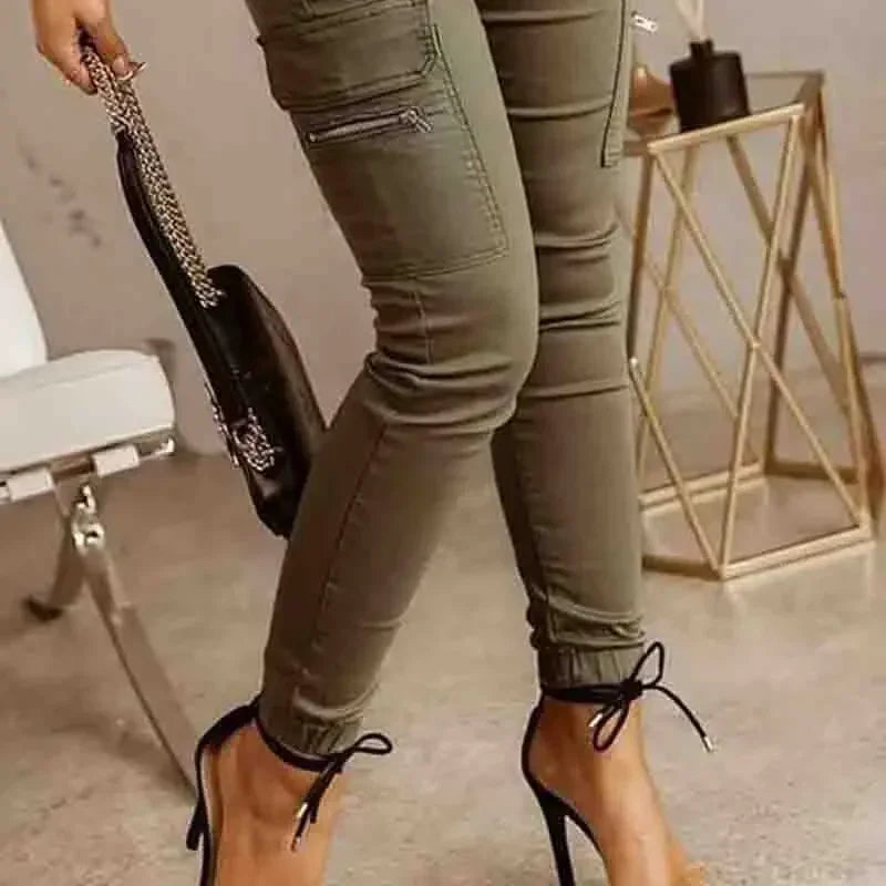 Casual Cotton Green Khaki Woman Pant Pencil Fashion Workwear Pants