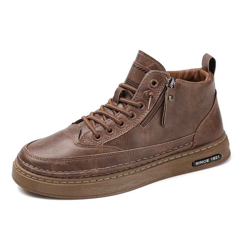 Men’s High-Top Leather Shoes – Casual Streetwear Shoes