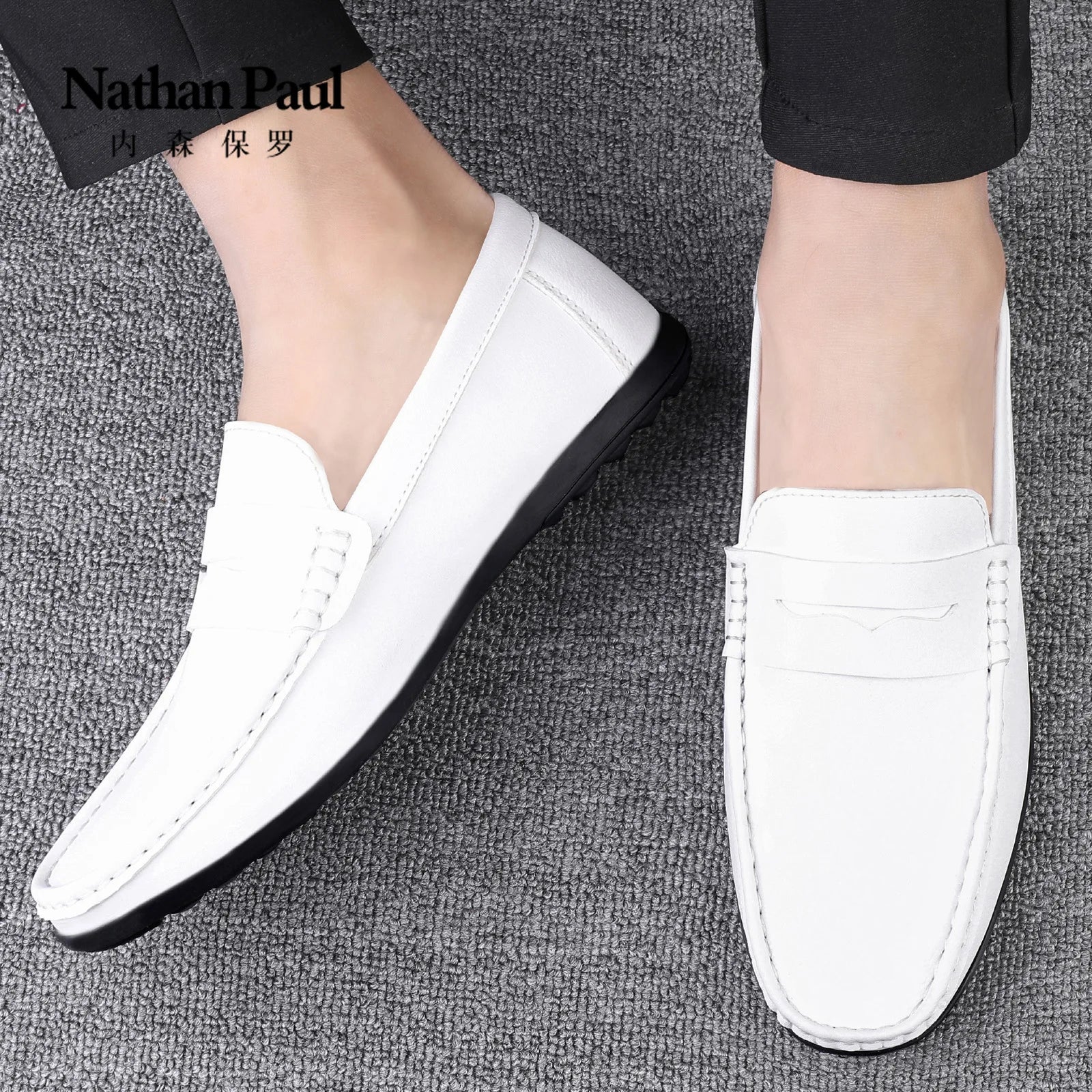 Leather men's shoes 2024 summer new driving flat casual style men's shoes trendy fashion outdoor lazy loafers men's shoes