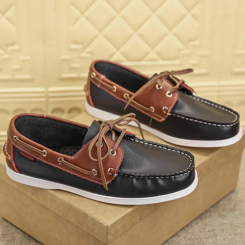 Men leather casual loafers slip-on soft business shoes comfortable summer formal footwear