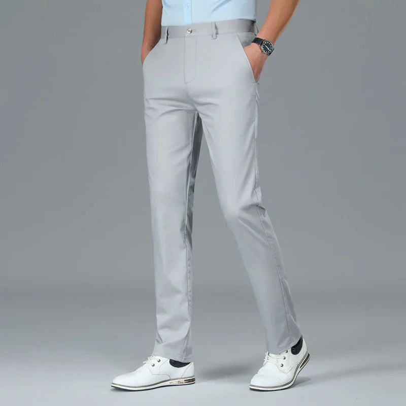 Bamboo Fiber Luxury Straight Pants Men Formal Suit Trouser