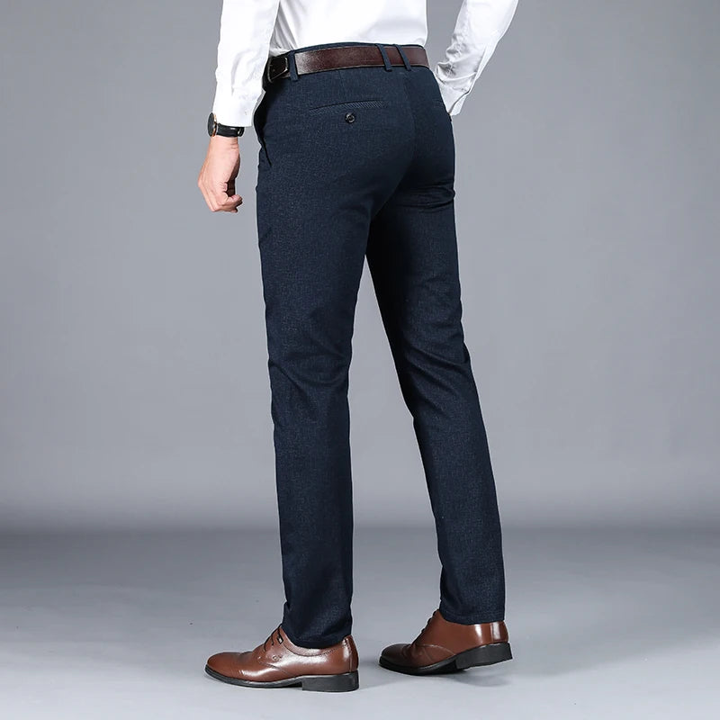 Men's Business Formal Office Cotton Spandex Trousers