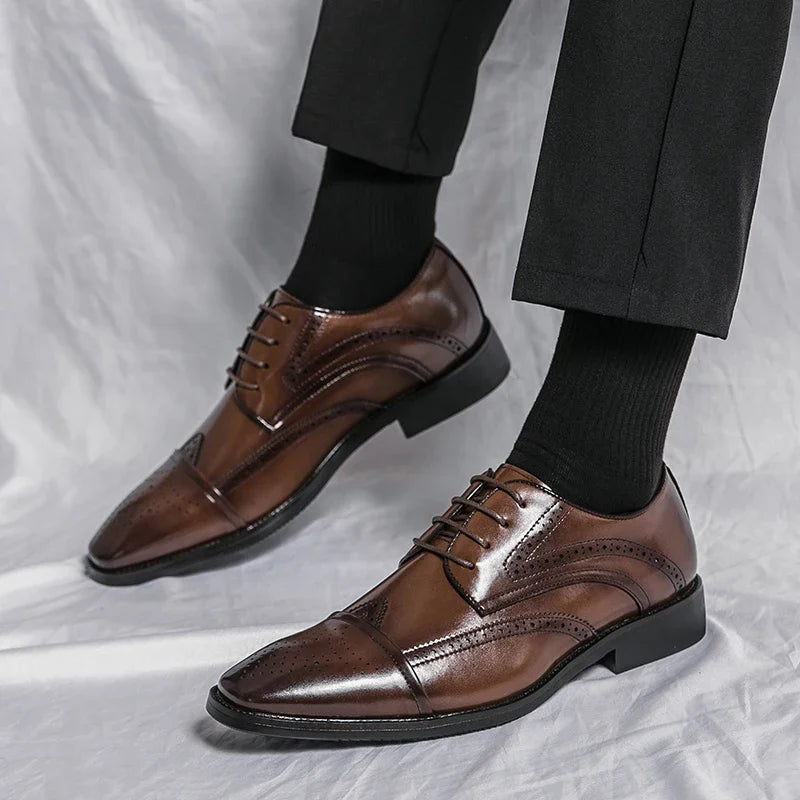 2025 High Quality Handmade Oxford Dress Shoes Men Genuine Cow Leather Suit Shoes Footwear Wedding Formal Italian Shoes Casual