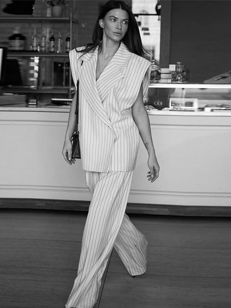 Loose Vest Wide Straight Women Pants