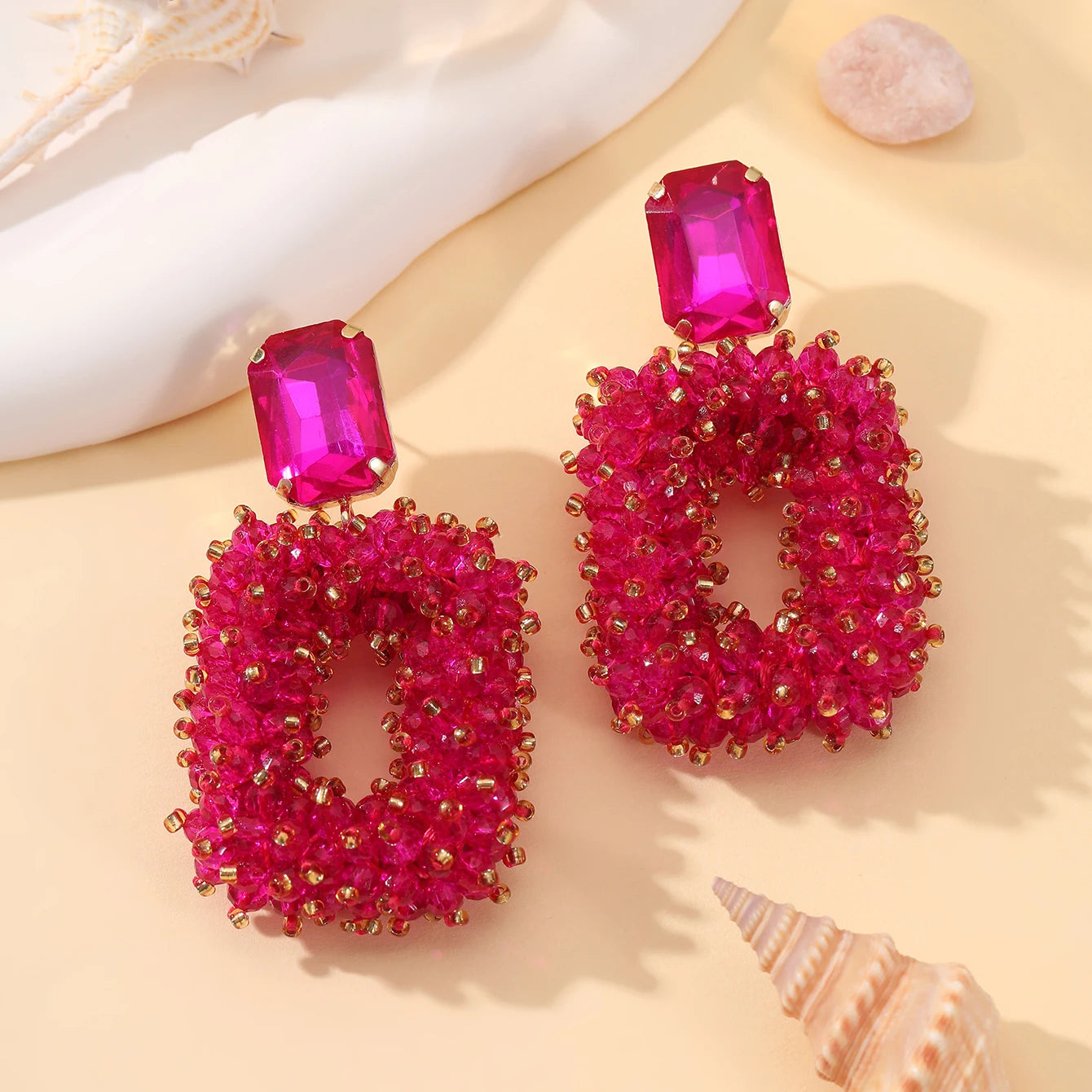 Square Crystal Drop Earrings for Women