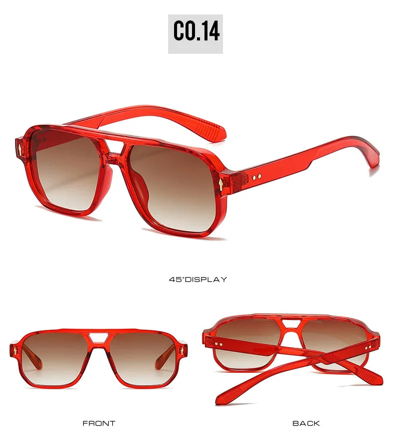 Fashion Square Sunglasses Women Men Driving Rivets Arrow Decoration Casual Travel Suitable for All Sun Glasses Uv400