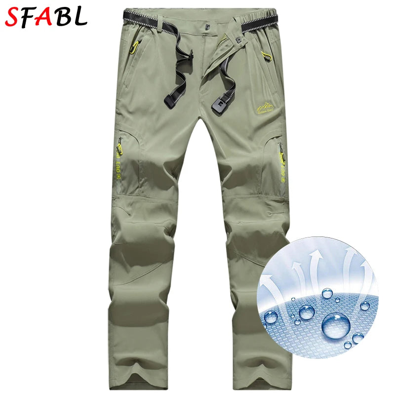 Quick Dry Hiking Pants Men Stretch Waterproof Tactical Pants Zipper Pockets