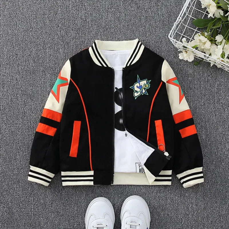 Boys Star Pattern Baseball Jackets