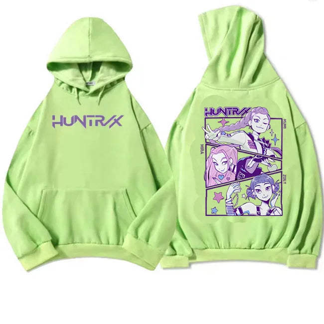 Men Women Hoodies KPop Demon Hunters Graphic Sweatshirts Fleece Warm Hooded Pullovers 2025 Fashion Male Sudadera Print Top