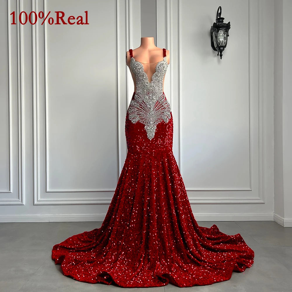 Gorgeous Long Prom Dresses Mermaid Style Luxury Sparkly Silver