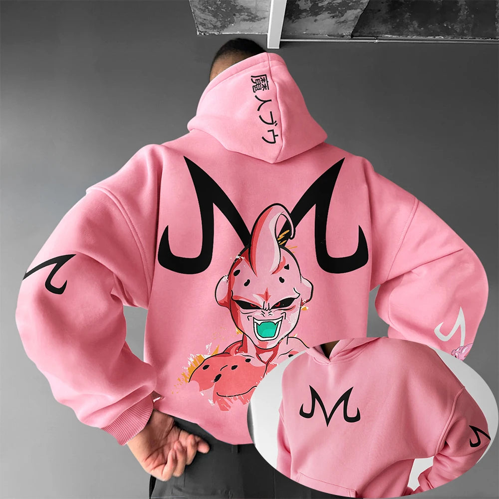 Dragon Ball Z Majin Buu Pink Hoodie Casual Pullover for Fans