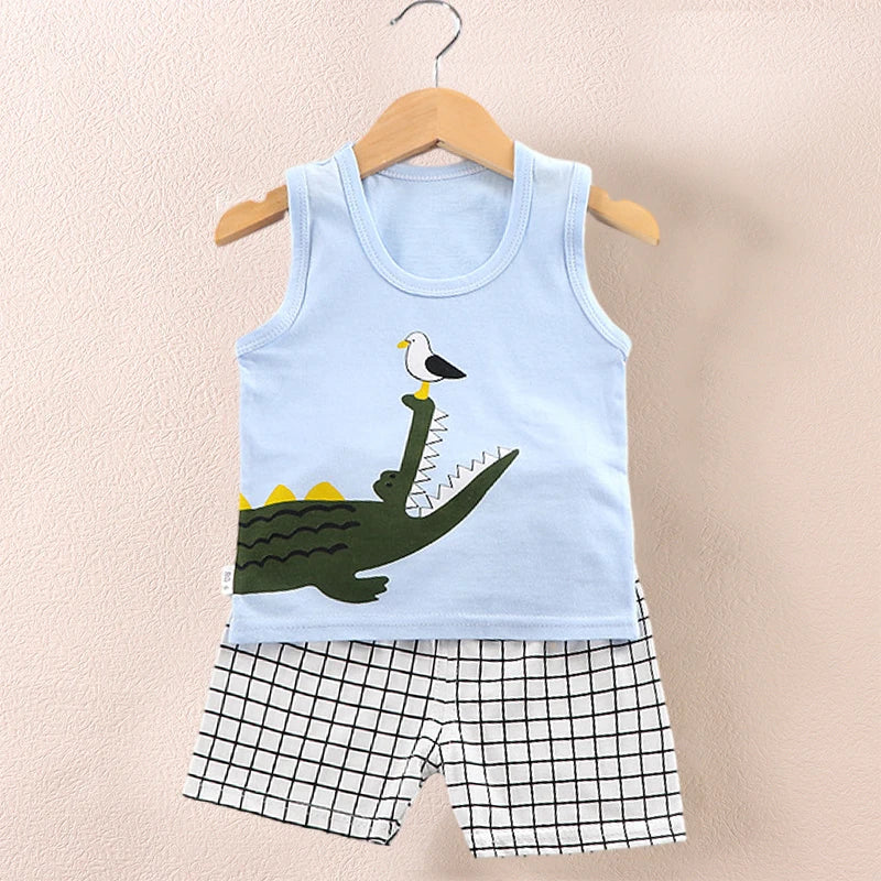 Children's Print Sleeveless Tops Shorts