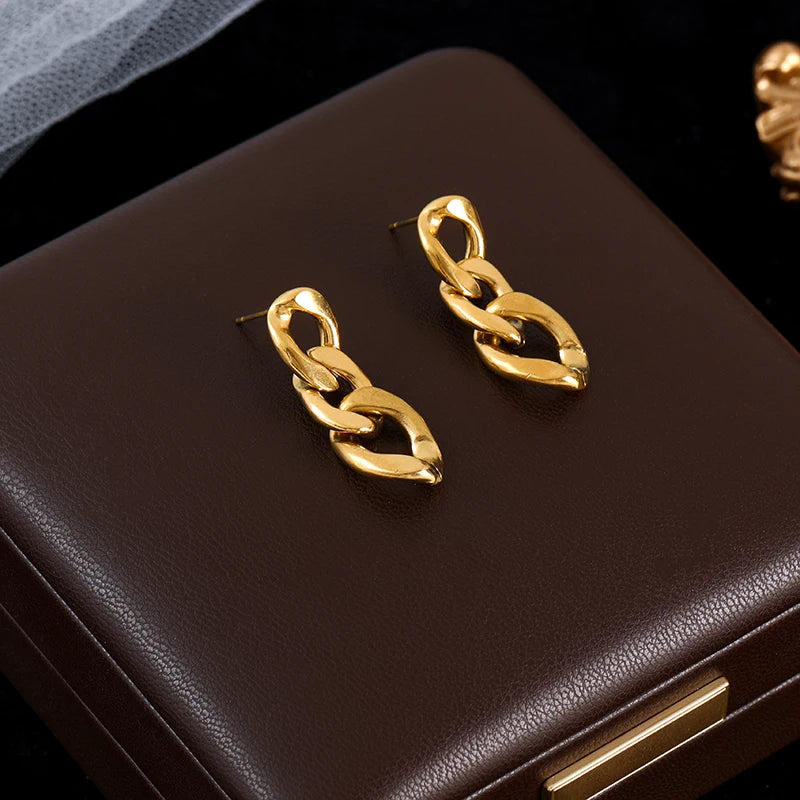 Stainless Steel Luxury White Zirconia Drop Earrings For Women