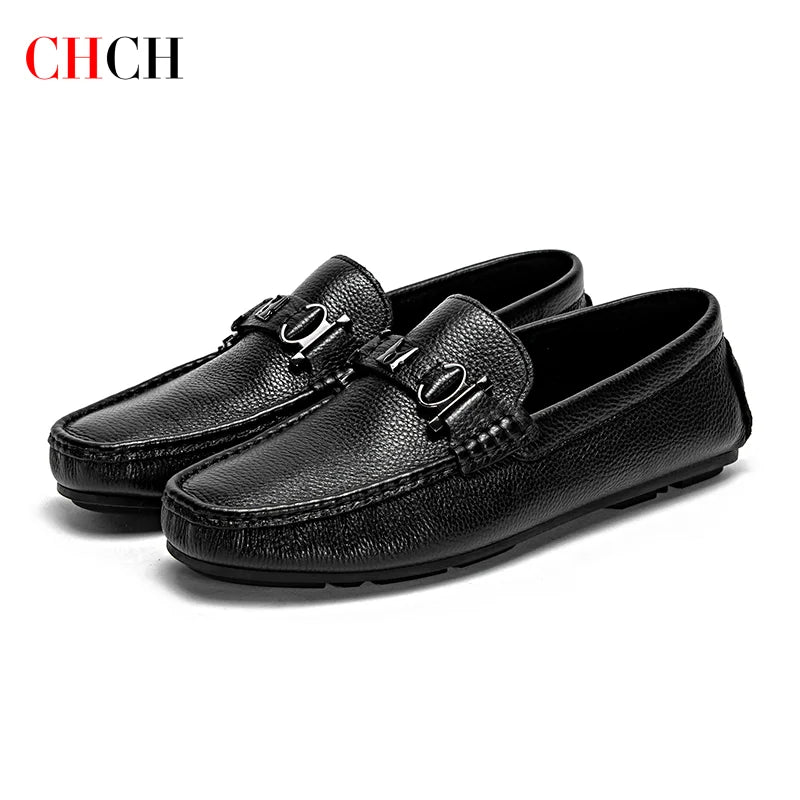 CHCH Men's Leather Shoes 2024 New Cow Leather Comfortable Casual Dress Shoes Business Men's Shoes