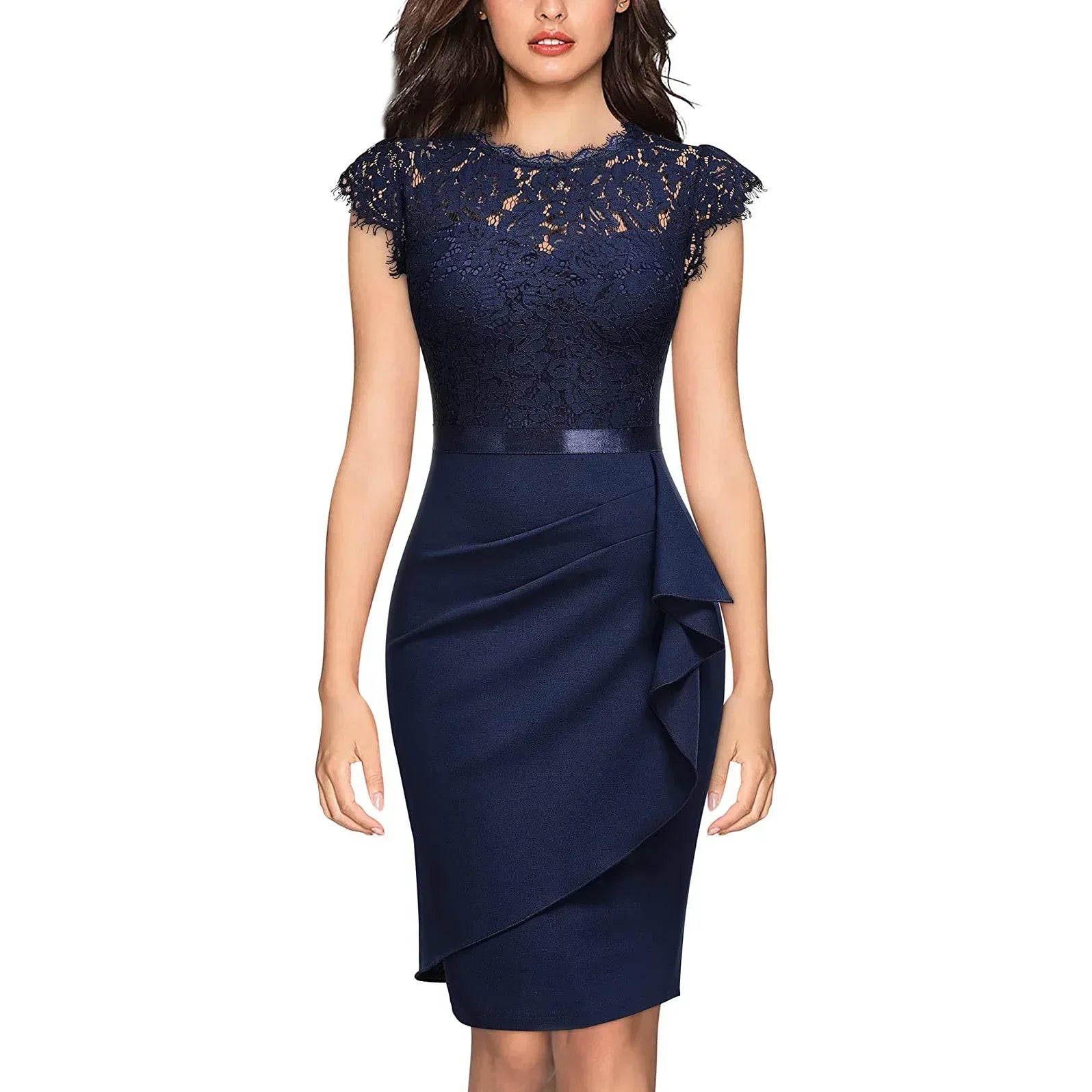 Women's Elegant Lace Evening Wedding Party Dress