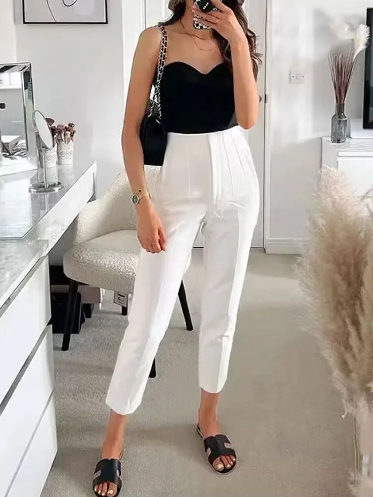 High Waist Solid Pants for Women