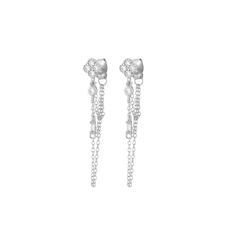 Gold Color Double Chain Dangle Earrings for Women
