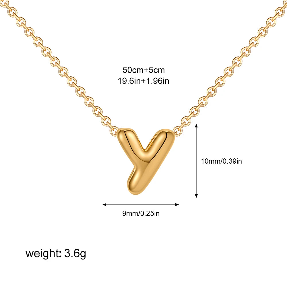 Bubble Initial A-Z Alphabet Mini Necklace for Women