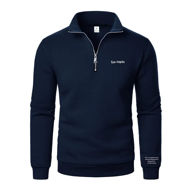 Spring and Autumn new casual half zipper stand up collar hoodie trend simple and loose oversized fleece men's hoodie