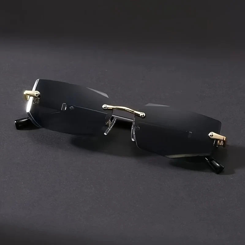 1pc Rimless Sunglasses Rectangle Women Men Shades Small Square Sun Glasses For Female Male Beach Vacation Travel Eyewear