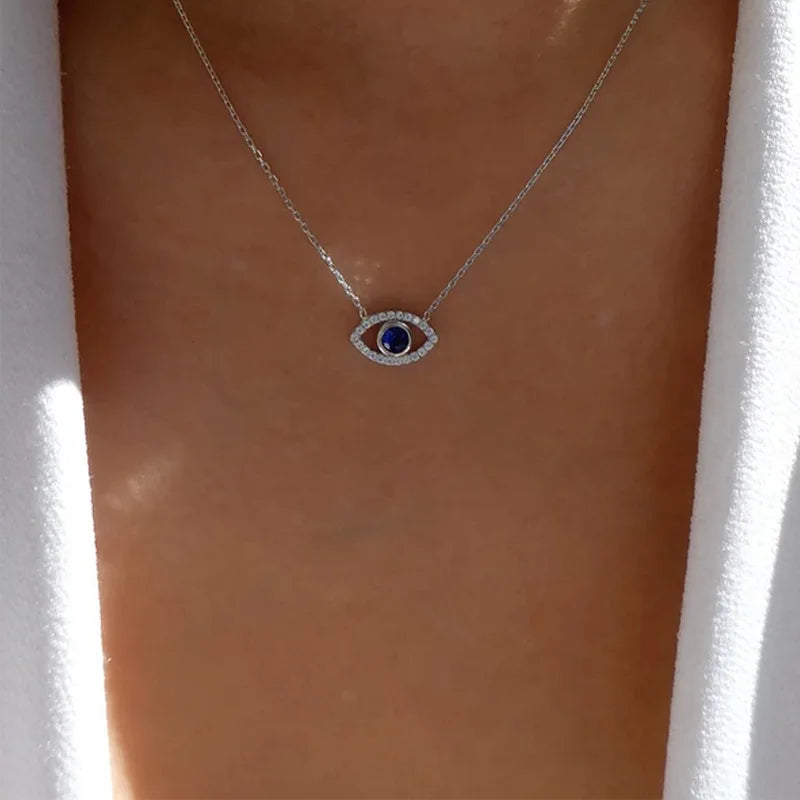 Lucky Double Layer Palm Evil Eyes Pendant Necklace for Women