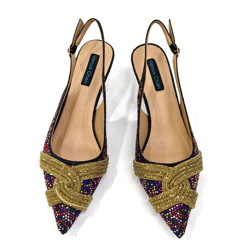 Black Hollow Design With Pointed Shoes And Fashion Three-Dimensional Bag