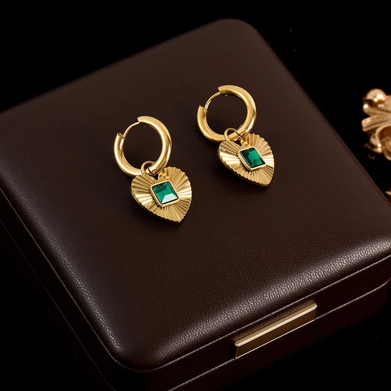 Stainless Steel Luxury White Zirconia Drop Earrings For Women