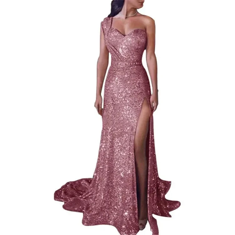 Evening Elegant Sexy Deep V Neck Sleeveless Sequined Dresses