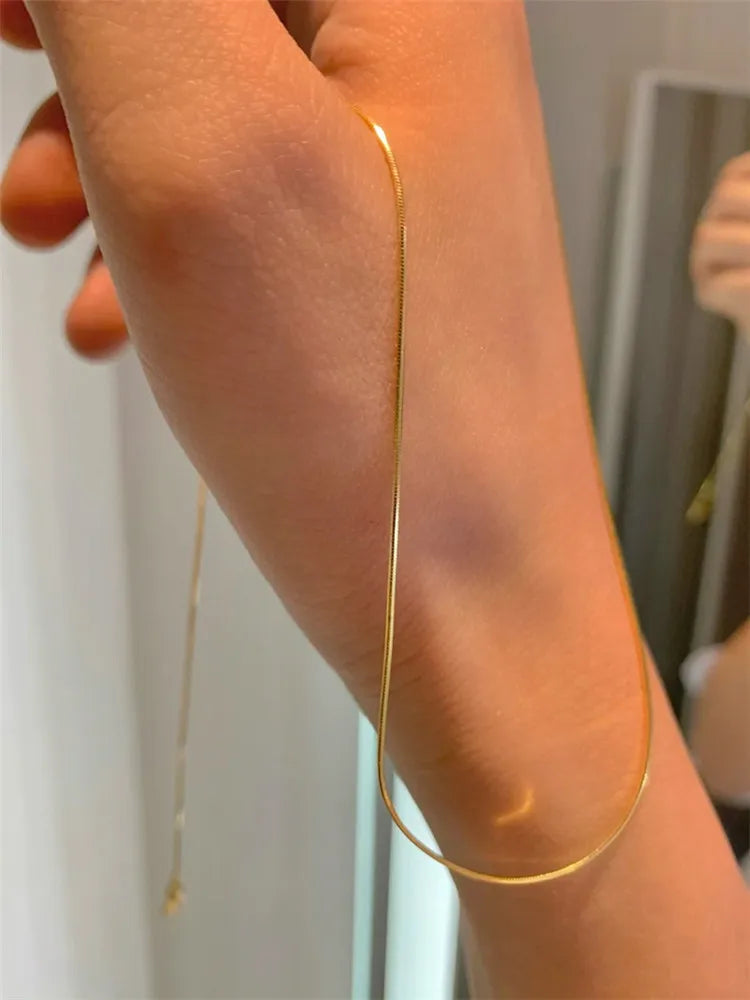 Vintage Gold Color Stainless Steel Snake Chain Necklace For Women