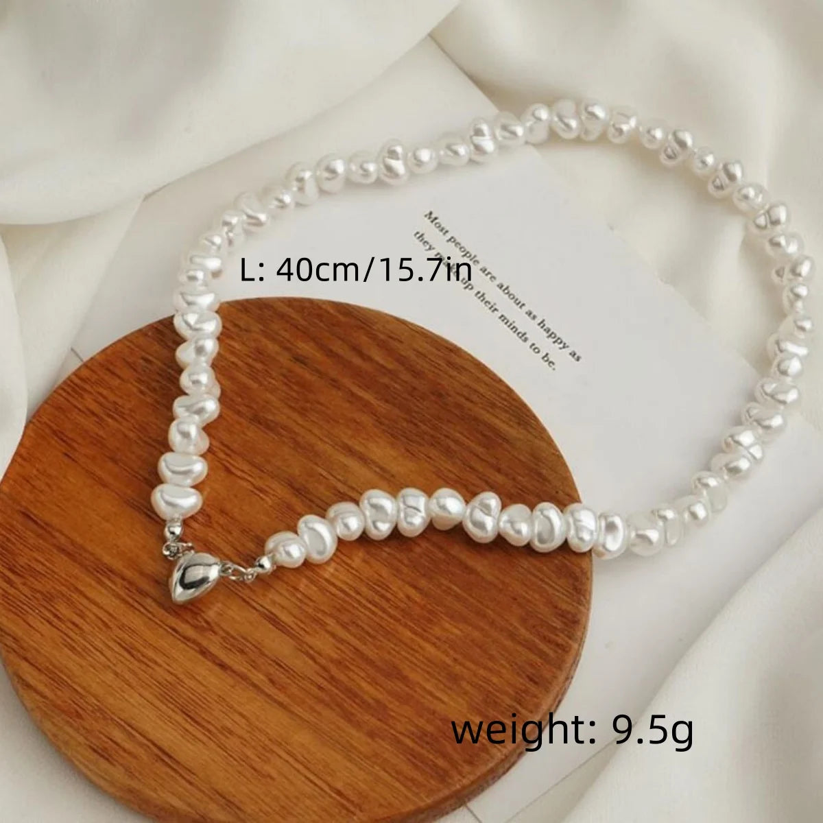 Korean imitation Pearl Chain Choker Necklace Magnetic Heart Pendant for Women Girls  Fashion Jewelry Bridal Engagement Gifts