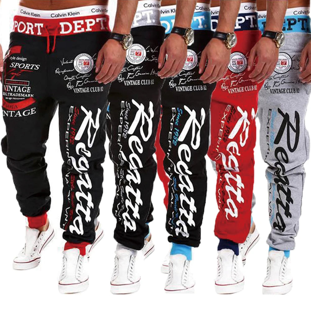Men Streetwear Sweatpants Y2K Graffti Hip Hop Drawstring Waist