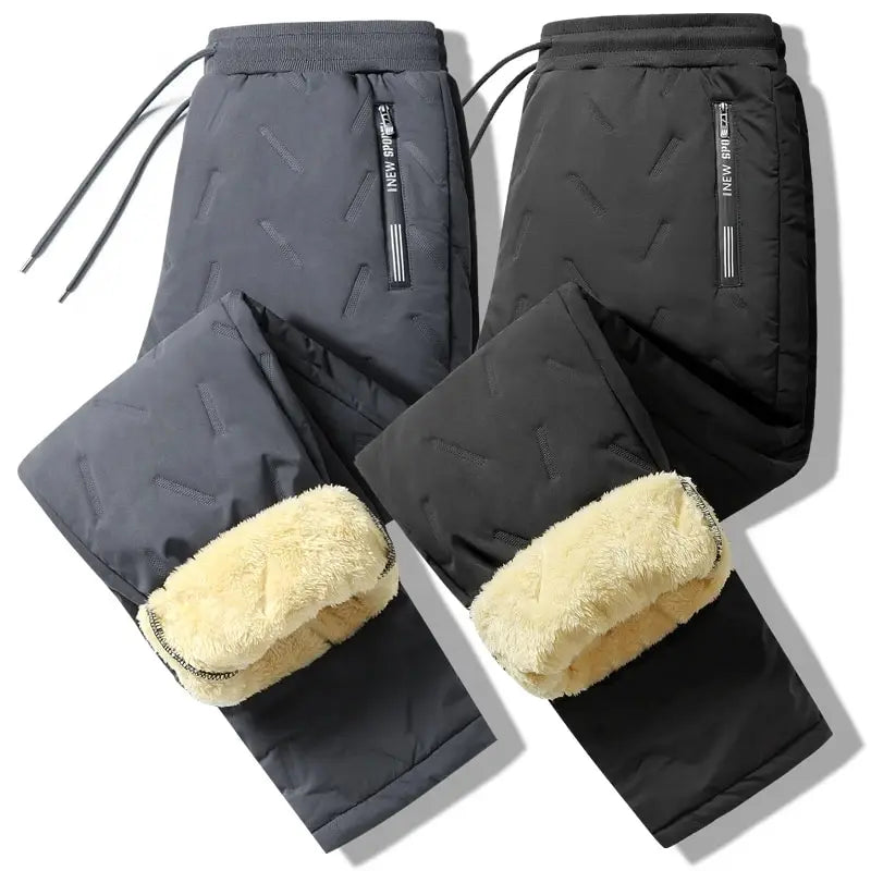 Men Plush Thick Fleece Sweatpants Lambswool Thermal Trousers