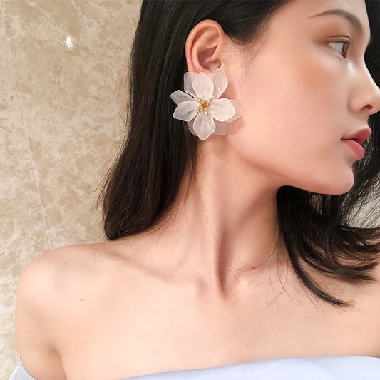 Women Girls Style Exaggerated Flower Earrings