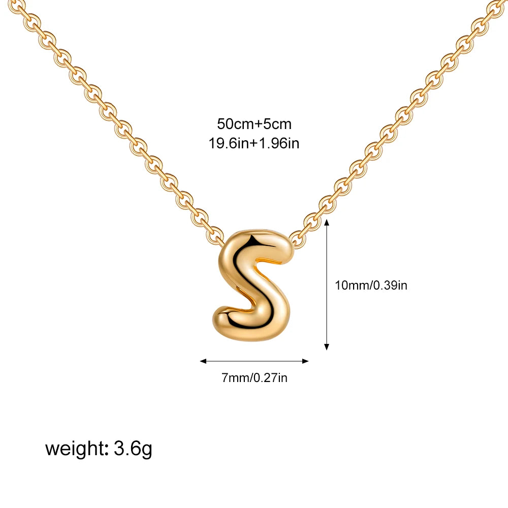 Bubble Initial A-Z Alphabet Mini Necklace for Women