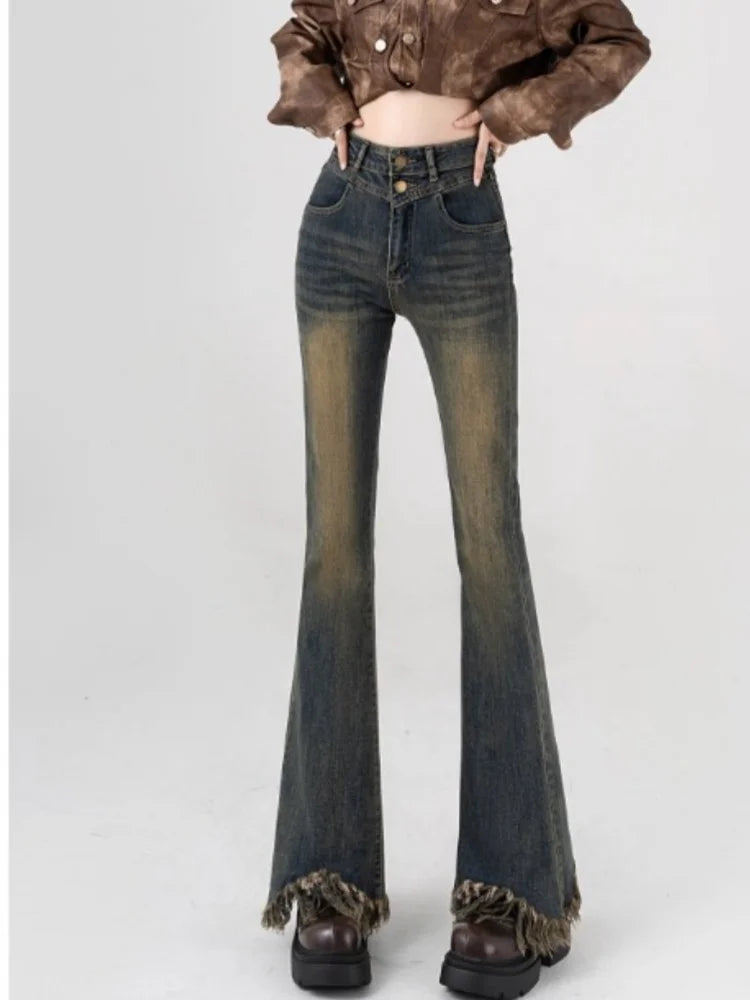 Flared Jeans Ladies Women's Wide Pants Women's Denim Shorts Y2k Baggy Jeans Pants for Woman Jean Shoujo Girl Style Coquette Pant