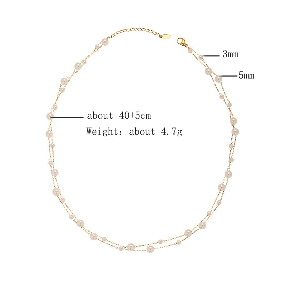 Stainless Steel Temperament Pearl Chain Choker Necklace for Women