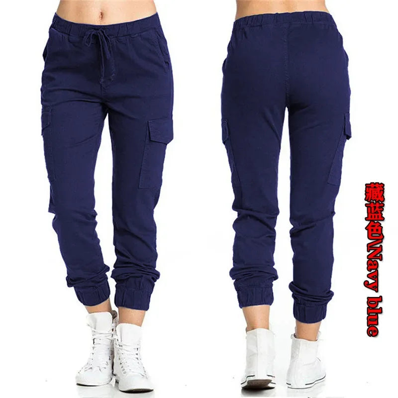 Women's Cargo Pants Multi-Pocket Drawstring Elastic Waist