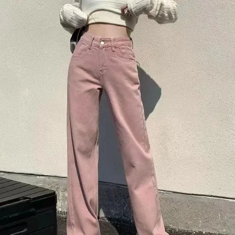 Wide-Leg Jeans Women's Spring Autumn Slimming Versatile Plus Size Pants Pear-Shaped Hip Covering Straight-Leg Trousers Trendy