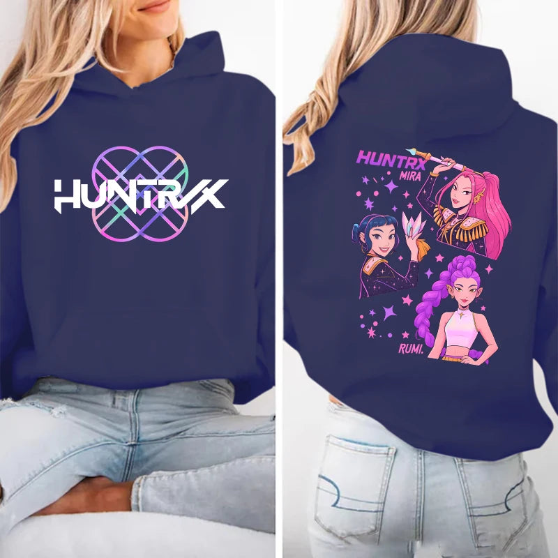 New Anime Kpop Demon Hunters Mira Rumi Zoey Hoodies Women Men Long Sleeve Sweatshirt Casual Loose Hoodies Fashion Pullovers Tops