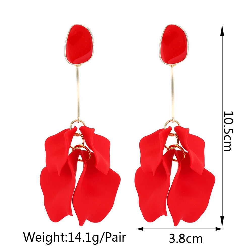 Romantic Sweet Acrylic Petal Long Dangle Drop Earrings For Women