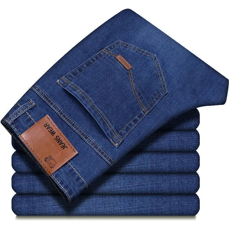 Men's fashion straight leg jeans 2025 new slim fit pants comfortable and soft business denim pants men's brand clothing