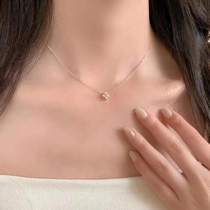 Sterling Silver Plated 18K Gold Set Zircon Necklace
