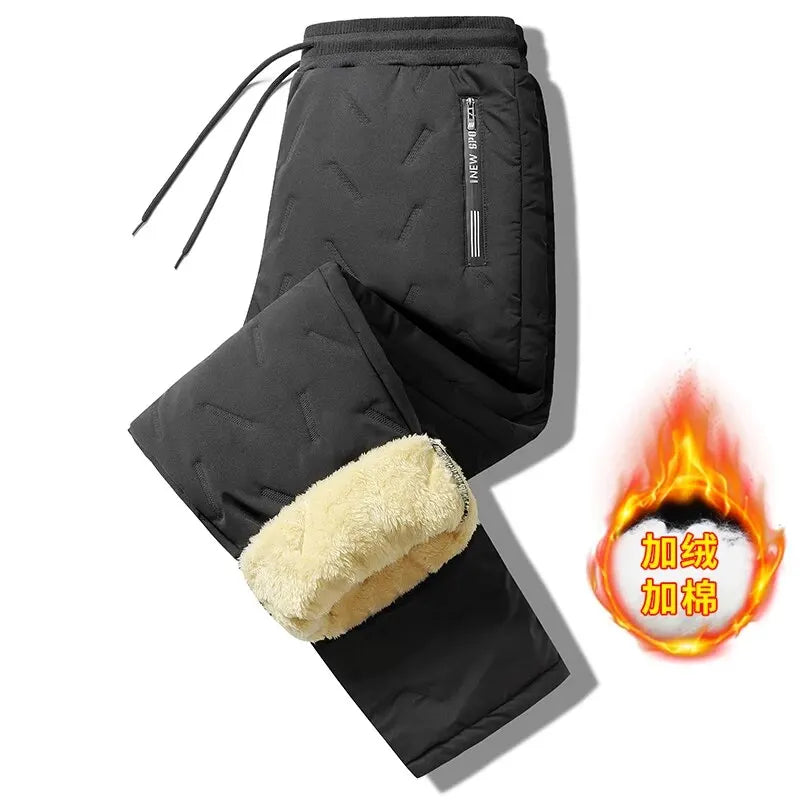 Men Plush Thick Fleece Sweatpants Lambswool Thermal Trousers