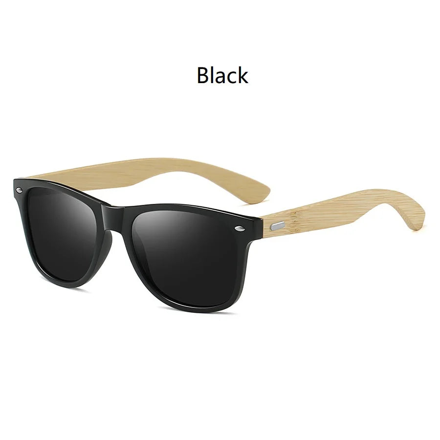 Fashion Bamboo Wood Vintage Square Sunglasses Men Women Luxury Brand Designer Sun Glasses Wooden Driving Fishing Eyewear