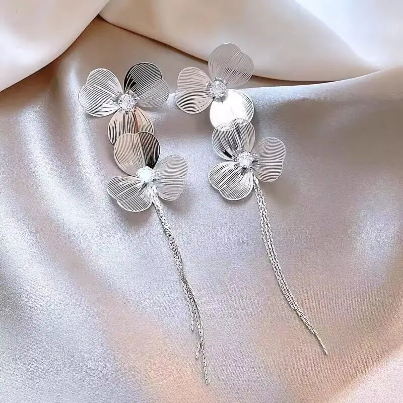 Exaggerated Rhinestone Long Tassel Earrings