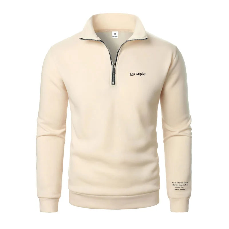 Spring and Autumn new casual half zipper stand up collar hoodie trend simple and loose oversized fleece men's hoodie