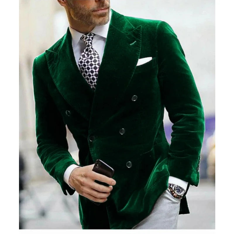 Velvet Double Breasted Blazer for Men