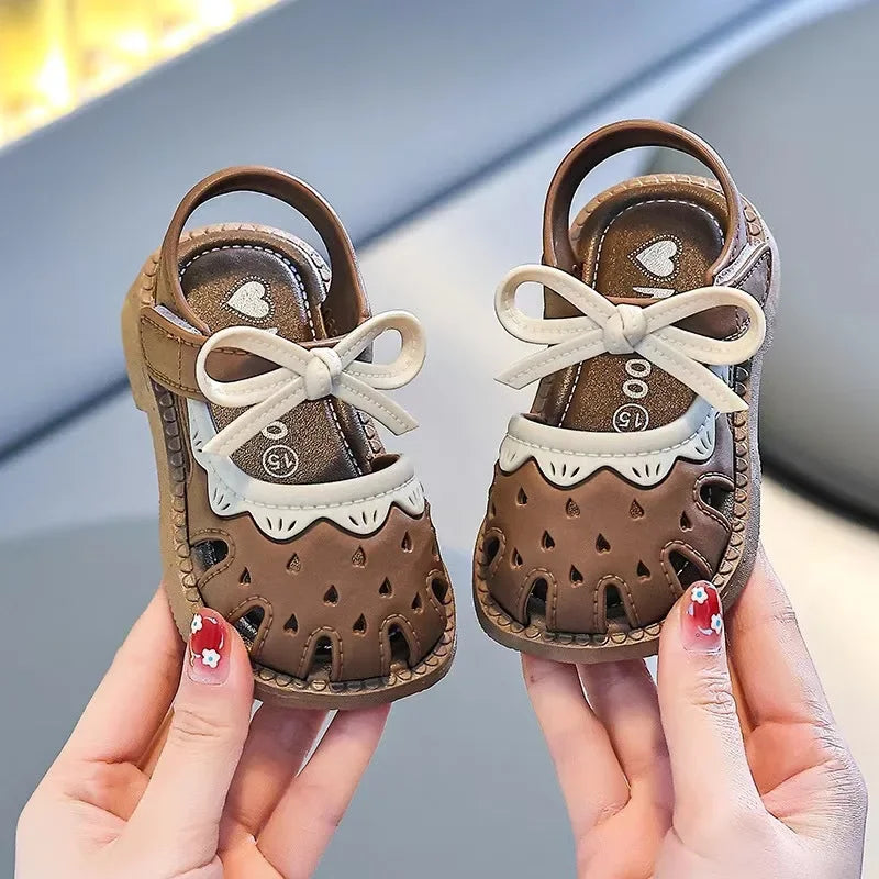 1-4Years Toddlers Shoe Children's Summer Sandals Baby Girls Breathable Bow Sandals Soft Sole Anti slip Princess Hollow Shoes